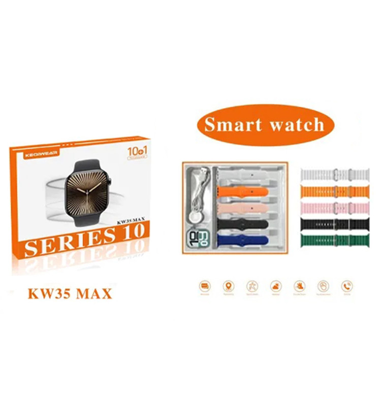 ساعت هوشمند ارزان طرح اپل واچ همراه ۱۰ بند مدل kw35max
