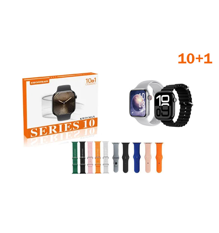 خرید ساعت هوشمند طرح اپل واچ همراه ۱۰ بند مدل kw35max