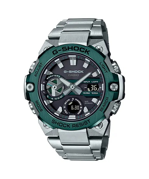 ساعت مچی مردانه کاسیو جی شاک GST B400 سیلور صفحه سبز Casio G-Shock GST B400 Silver Green Screen