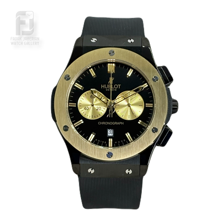 ساعت مچی مردانه هابلوت سه موتوره مشکی طلایی