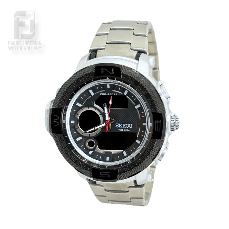 ساعت مچی مردانه سیکو دوزمانه رنگ استیل کد ۳۸9