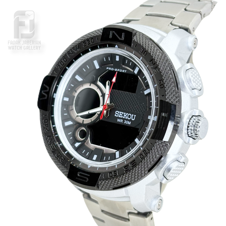 خرید ساعت مچی مردانه سیکو دوزمانه رنگ استیل