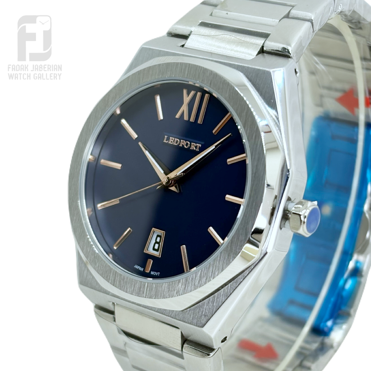 خرید ساعت مچی مردانه لدفورت اورجینال صفحه سورمه ای کد ۳۹5