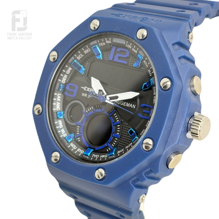 ساعت مچی مردانه دوزمانه اکسپونی رنگ ابی