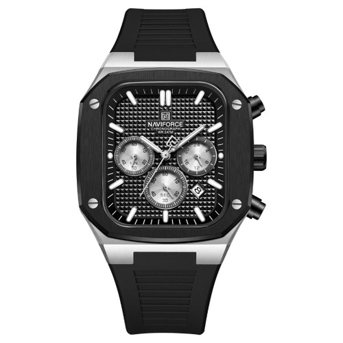 ساعت مردانه نیوی فورس مشکی نقره ای مدل NF 8037 S-B-B