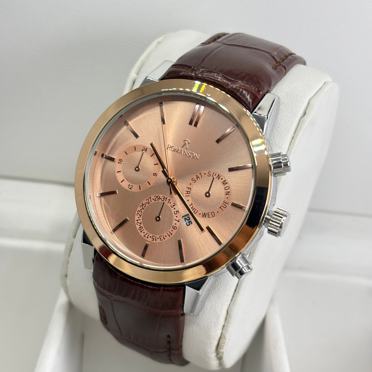 ساعت مچی مردانه romanson بند چرمی کد ۵۸2