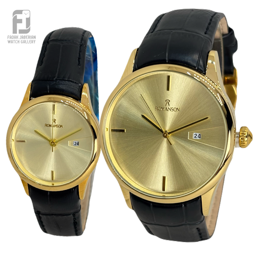 قیمت ساعت ست عروس و داماد رومانسون بند چرمی کد 596