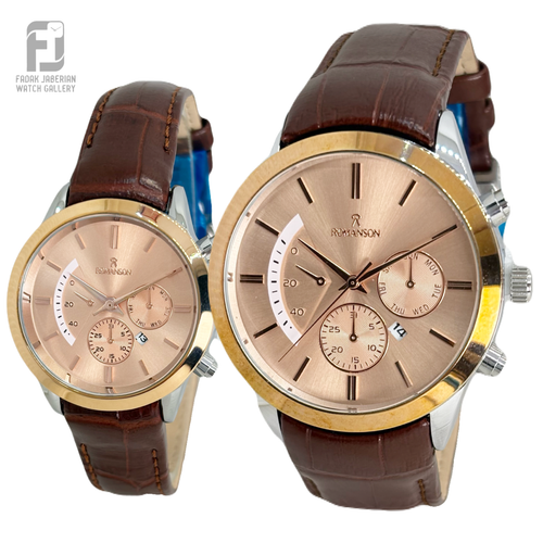 خرید ساعت ست زنانه و مردانه رومانسون بند چرمی ارزان