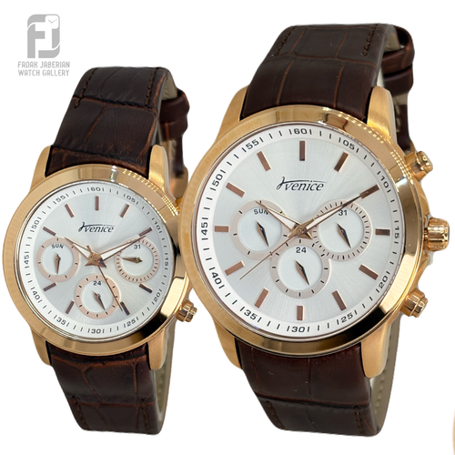 ساعت مچی ست زنانه و مردانه ونیز اورجینال سه موتوره کد ۶۵۹